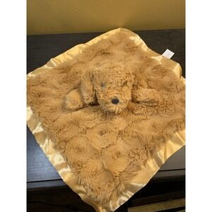 Cloud Island Brown Golden Doodle Puppy Dog Security Blanket Satin Lovey 14"